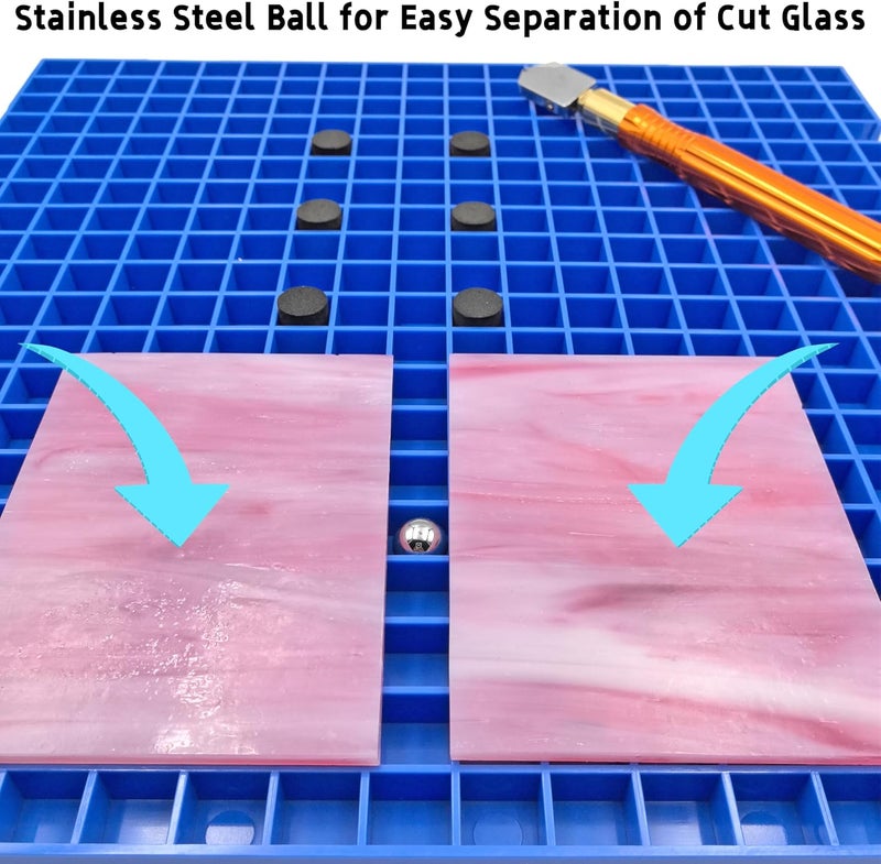 ARTKINGTO Stained Glass Cutting Mat, Solid Bottom Plastic Grid, Stained Glass Tools and Supplies, Blue, 4 Pack - Image 5